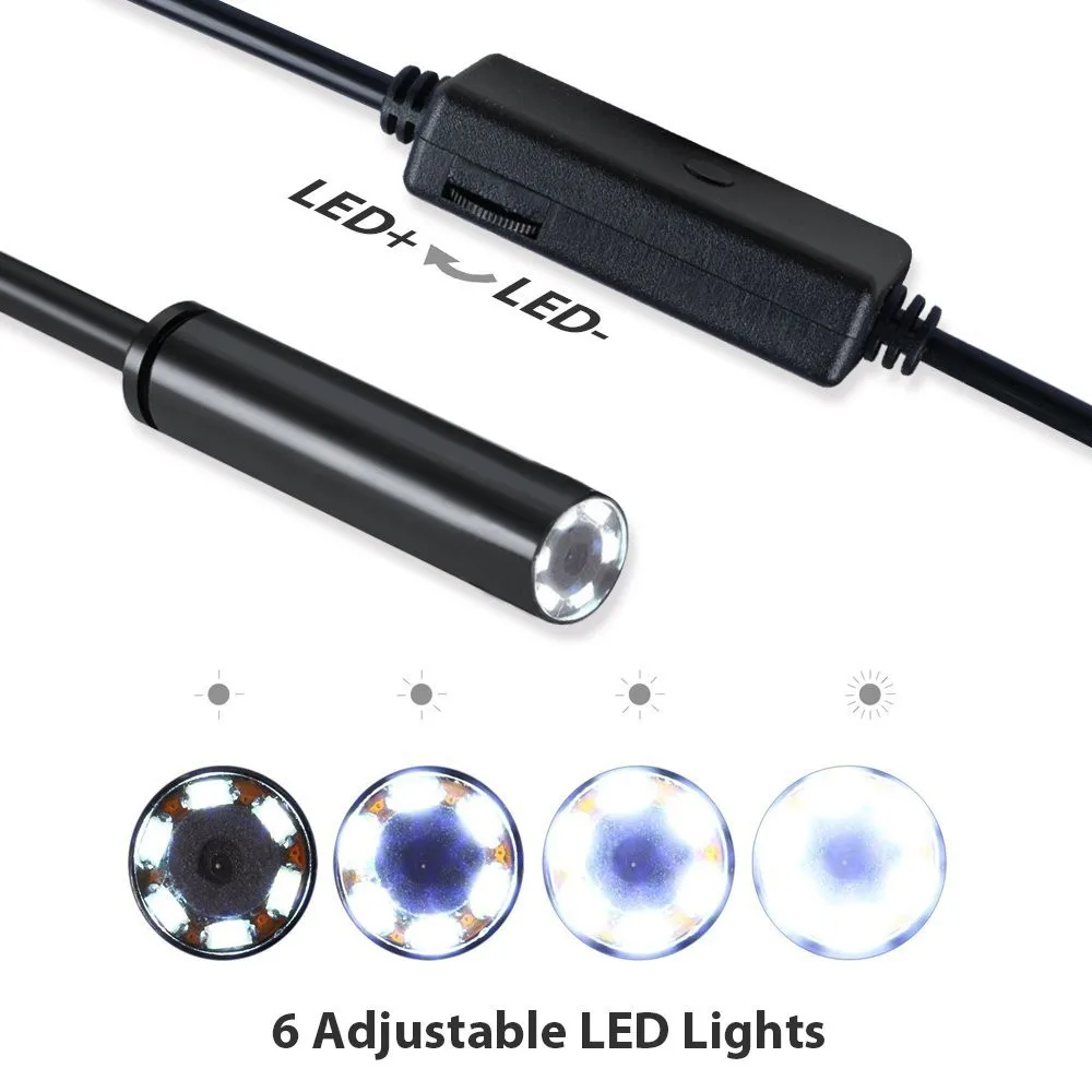 Wedscope 7 мм 1 м USB эндоскопа инспекционной Камера подводный endoscopio Tube Змея 6LED для