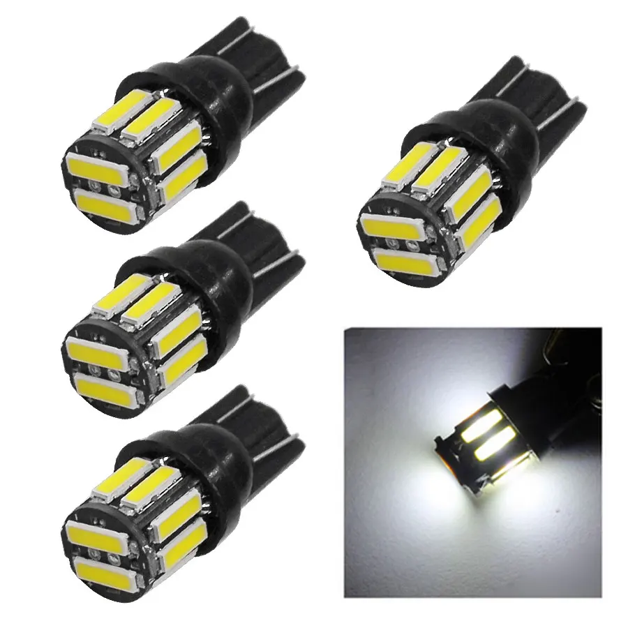 4 шт. T10 W5W 194 168 7020 10SMD белый 6000K Автомобильный светодиодный сменный клиновидный