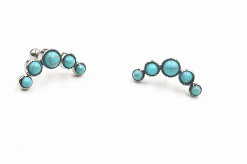 

Lot20pcs Body Jewelry- Turquoise Stone Ear Studs/Earring Stainless Steel Helix Bar Upper Earring Body Piercing NEW