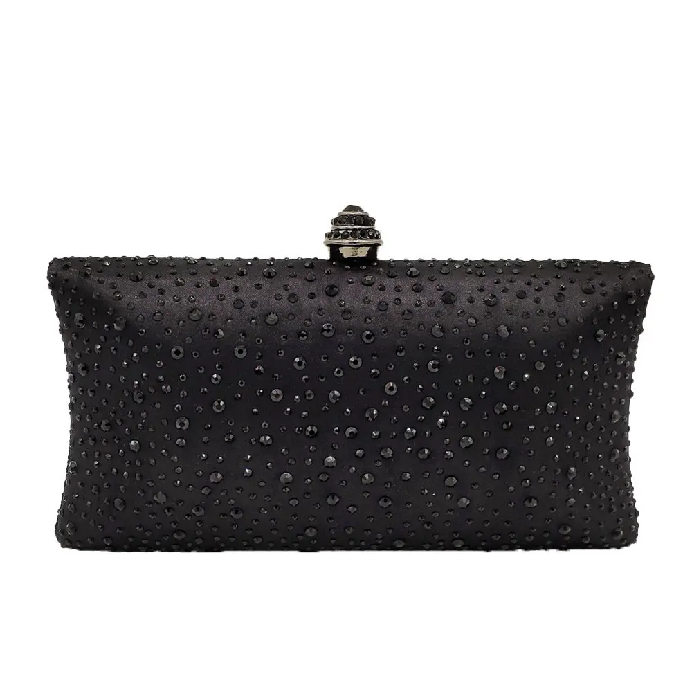 Black Роскошная фиолетовая вечерняя сумка с кристаллами для женщин bolsos fiesta mujer cluth вечерние - Цвет: Black