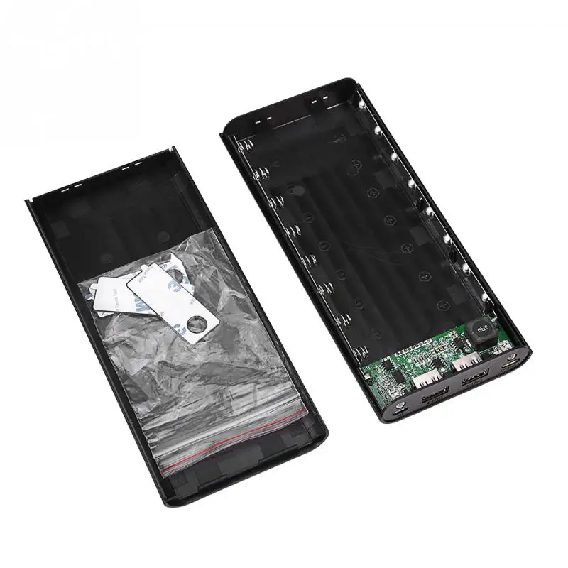 Black Без батареи) Двойной usb type-C power Bank Shell DIY Kit 20000 мАч 8x18650 чехол для зарядного устройства Micro USB порт для мобильных телефонов - Цвет: Black