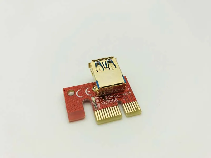 10 шт. 008 красная плата 3 светодиодных PCI Express Riser Card E 1x к 16x расширитель адаптер карта