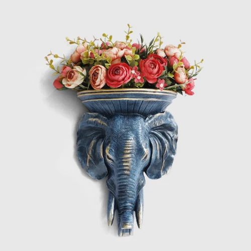 Elephant V3 Настенная ваза из смолы с головой животного, украшение для дома, подвесная Фреска, ремесла для гостиной, искусственный цветочный горшок, украшения, кулон, искусство, Свадебный сад - Цвет: Elephant V3