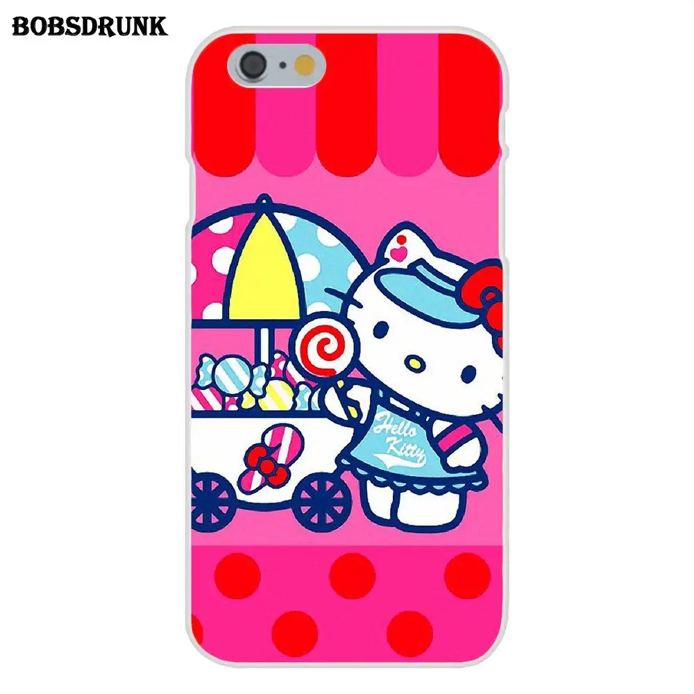 Мягкий ТПУ чехол для мобильного телефона hello kitty с милыми мультяшными узорами для Apple iPhone 4 4S 5 5C SE 6 6S 7 8 Plus X - Цвет: as picture