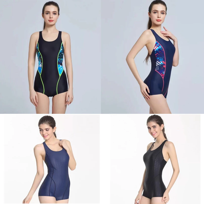 

New Swimwear competition knee length waterproof chlorine low resistance women's swimwear girls women training racing swimsuit