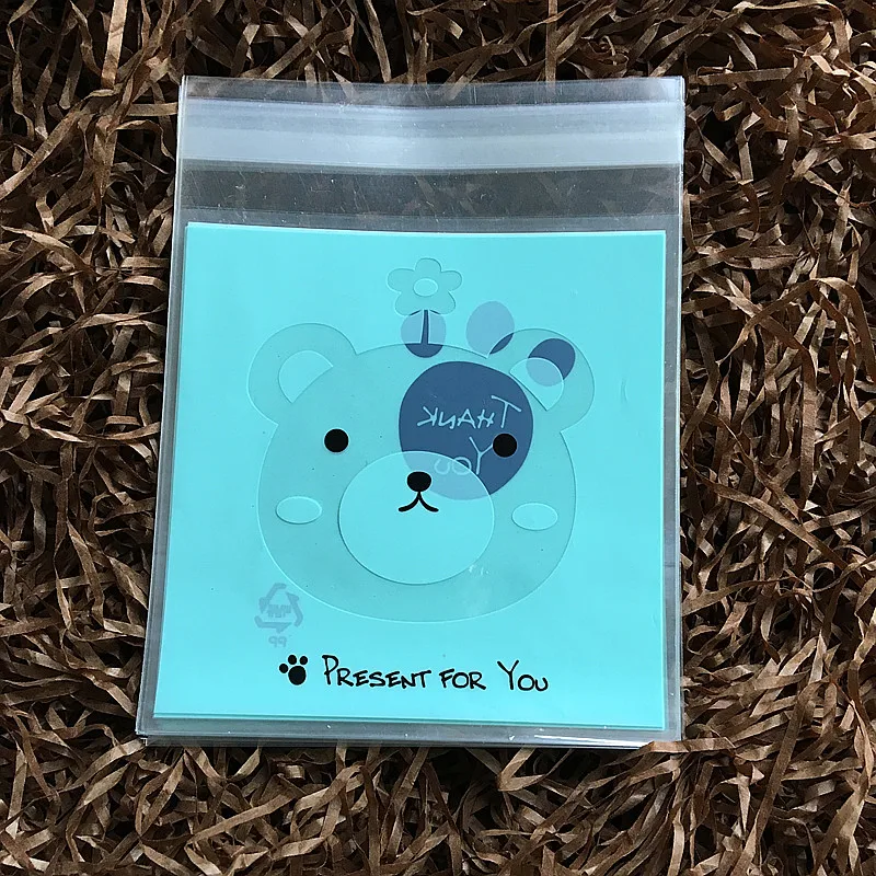 100 шт./лот милые детские синие сумки с медведем для печенья конфет закуски