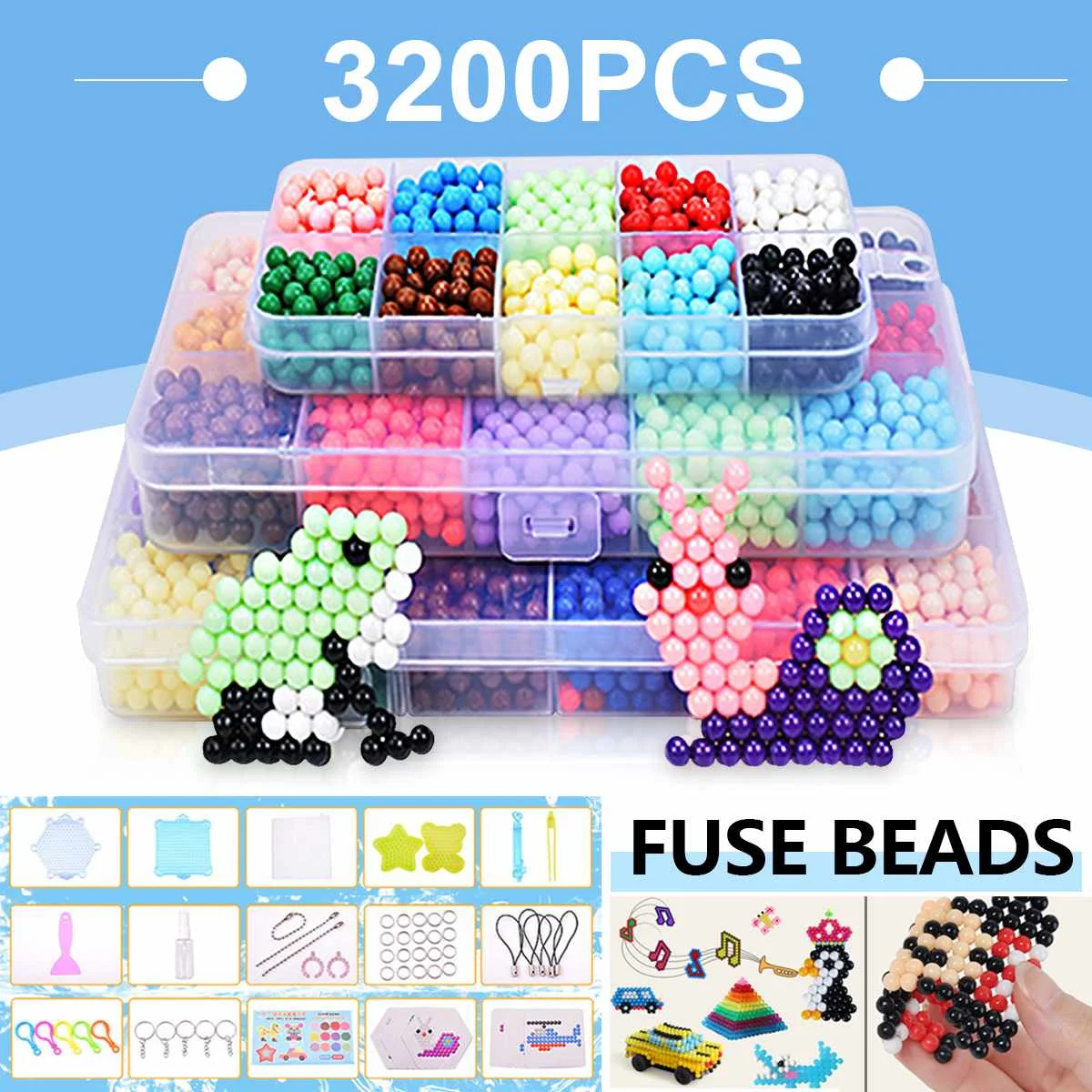3200 шт. игрушки 24 разные цвета коробка набор мини Дети Diy игрушки предохранитель Бусины Размер в размер Pegboard листы гладильная Pape