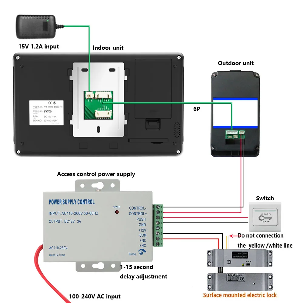 

SmartYIBA Video Intercom 7 Inch White Monitor Wifi Wireless Video Door Phone Doorbell Camera Intercom System APP OPEN Lock