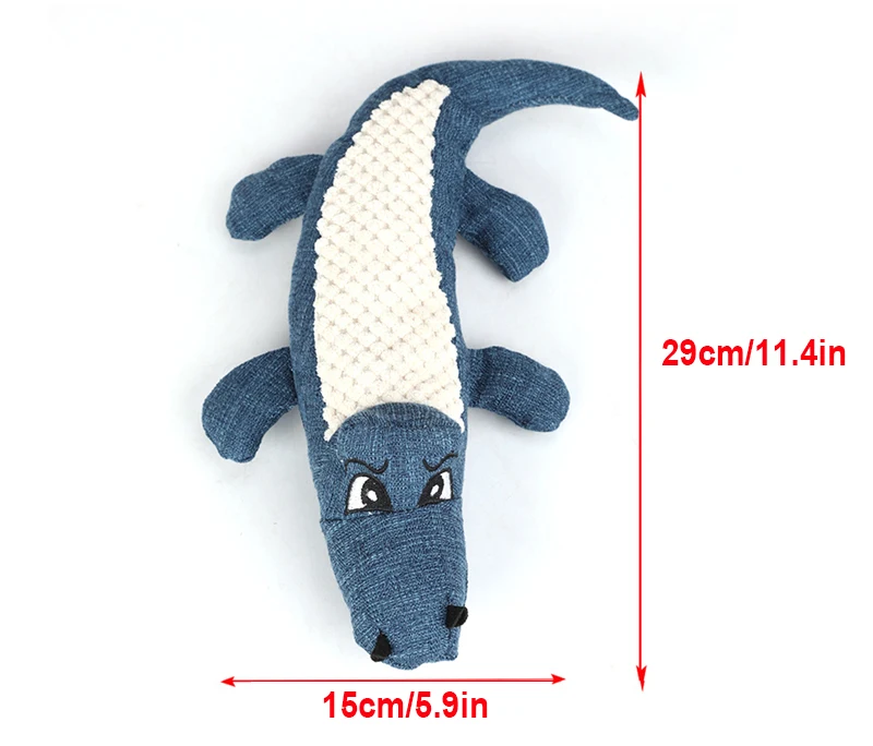 Cartoon Crocodile Linen Dog Toy Bite Resistance Soft Plush Pet Teeth Cleaning Chew Toy Interactive Puppy Cat Squeak Sound Toys