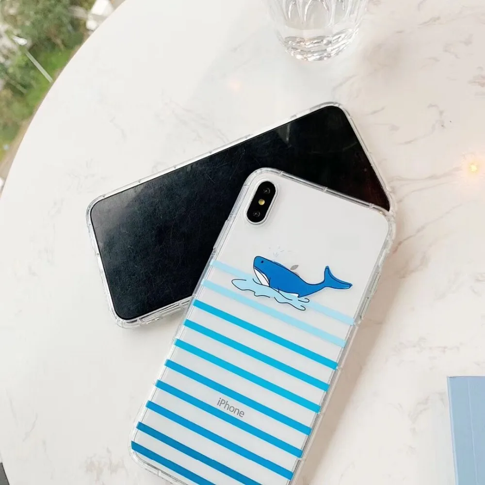 HUANQING мультфильм милый КИТ сотовый телефон чехол для iPhone 6 6S 7 7Plus 8 8Plus XR XS Max