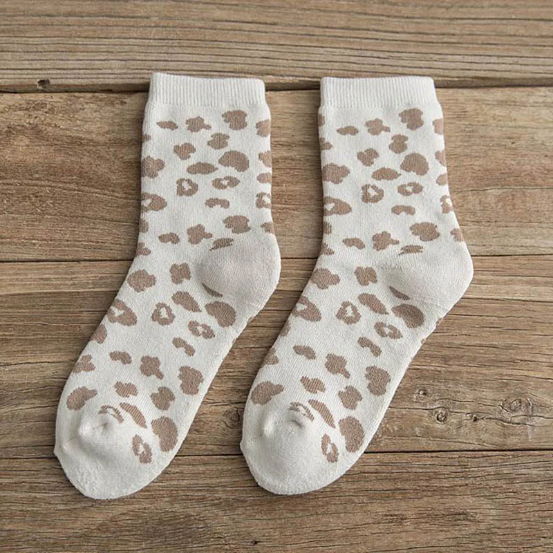 Autumn Winter New Thickened Woollen Ring Leopard Print Web Celebrity in the Whole Cotton Personalized Women Warm Stocking | Женская