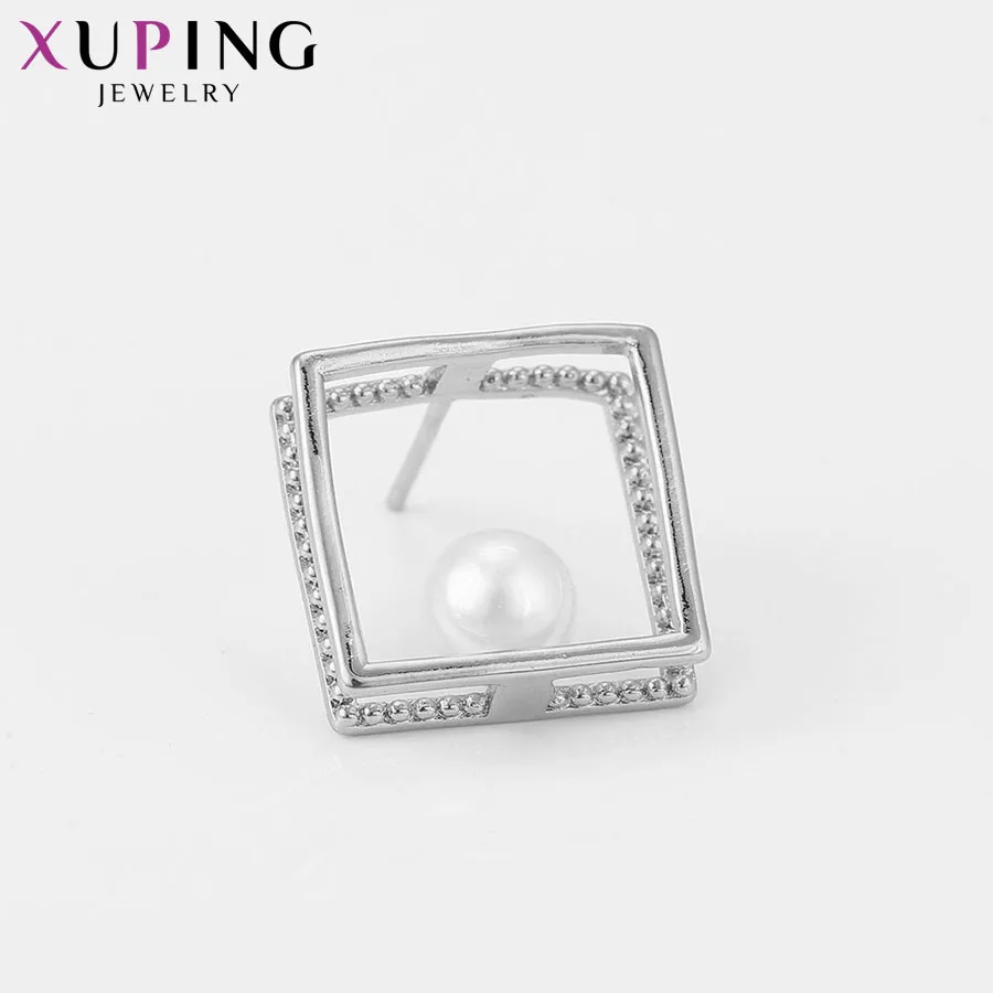 Серьги-гвоздики Xuping квадратной формы из экологически чистой меди для женщин и