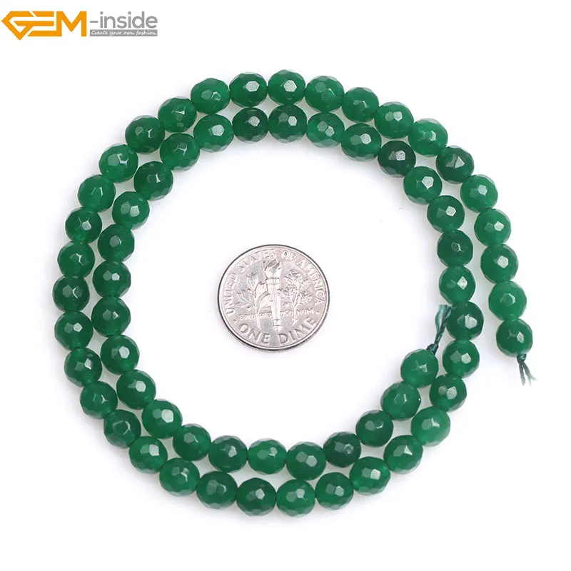 6mm Gem-inside 6-18 мм круглые каменные бусины, граненый Темный бисер из зеленого нефрита для изготовления ювелирных изделий, 15 дюймов, бисер DIY - Цвет: 6mm