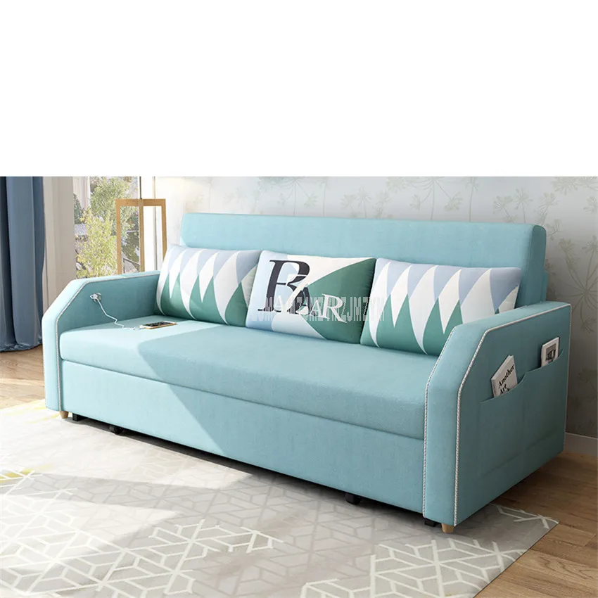 light blue Диван для гостиной, кровать, мебель, современный моющийся лен, хлопок, твердый деревянный каркас, натуральный латекс+ губка, наполнитель, раскладной диван-кровать - Цвет: light blue
