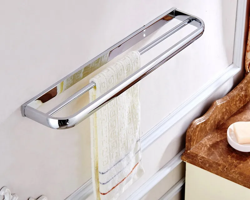 Wall Mounted Polished Chrome Brass Bathroom Double Towel Bar Rail Holder Accessory mba832 | Обустройство дома