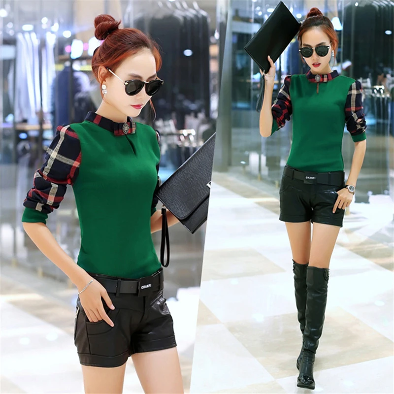 

New Fashion Pop Tide Winter Women T Shirt Nice New Korean Fashion Bow Tie Velvet Slim Fit Women Shirts A528