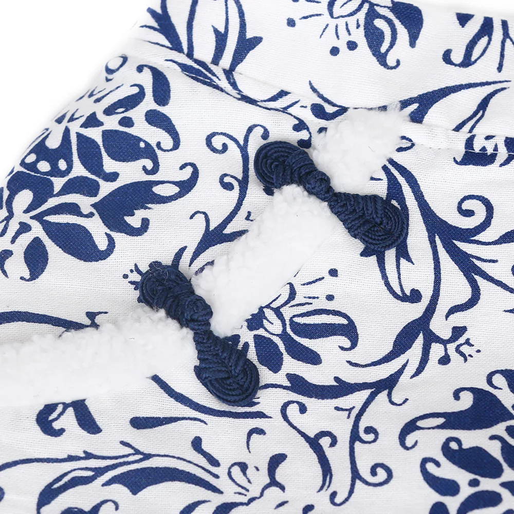 Экзотический китайский стиль синий и белый фарфор принт Одежда для животных