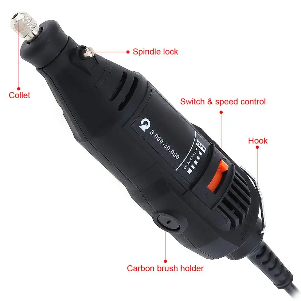 6 шт./компл. 110 V/220 V мини-плавное электрическая шлифовальная машина с угольной щеткой и поворотный Шлифовальная головка для гравировки и резки