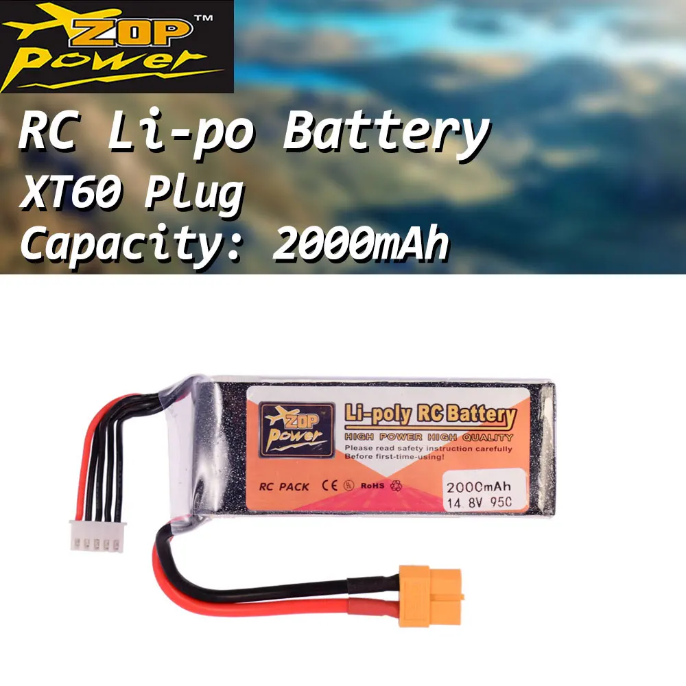 ZOP Power 14 8 V 2000mAh 95C 4S Lipo батарея XT60 вилка перезаряжаемая для RC гоночного дрона