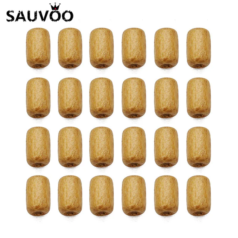 SAUVOO 1000 шт. 4x6 мм бусины из натурального дерева деревянные бусы в виде колонны