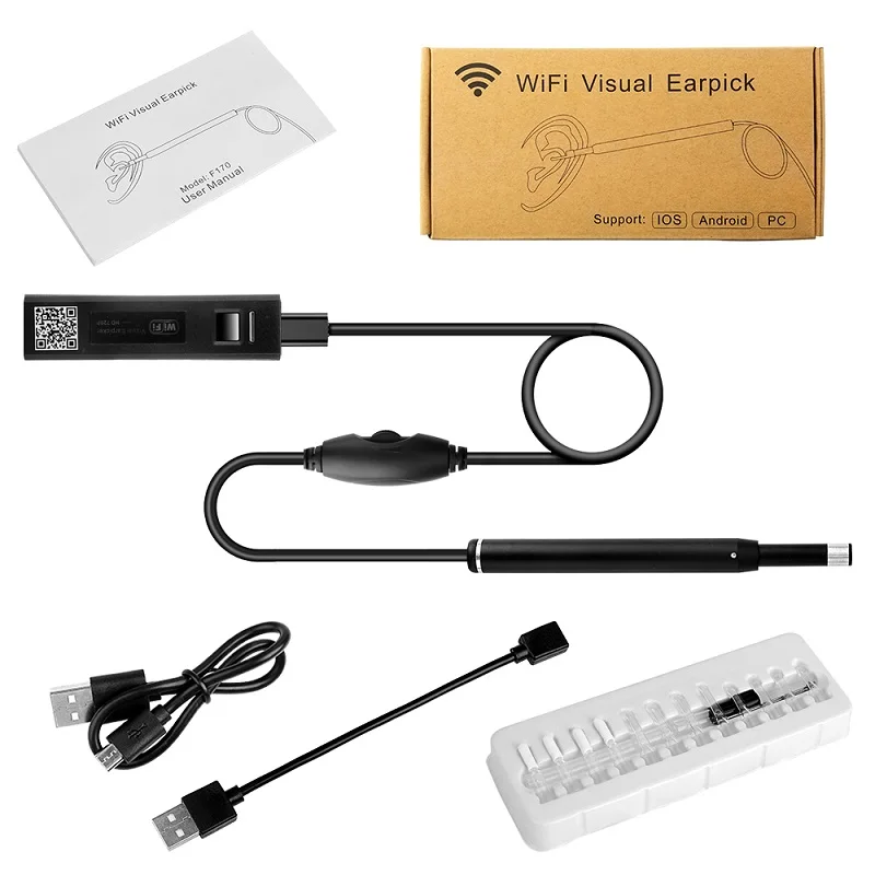 F170B черный wifi ушной очиститель камера выбор otoscopio медицинский 5 мм usb бороскоп