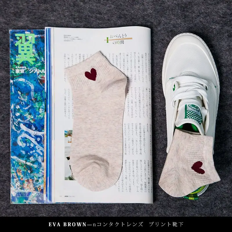 Высококачественные красные носки с сердечками для колледжа и ветра низким