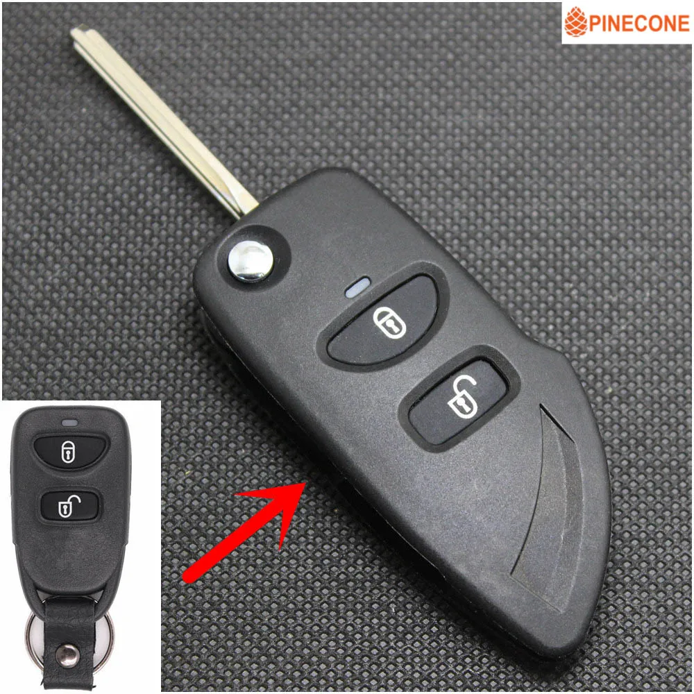 

PINECONE Key Case for Hyundai Santafe Santa Fe Car Key 2 Buttons Uncut Brass Blade Modified Remote Vehicle Key Shell Fob