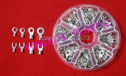 

185 piece/lot 8 Size Naked insulating crimp terminal block 22-10AWG (0.75-6mm) square connector cable