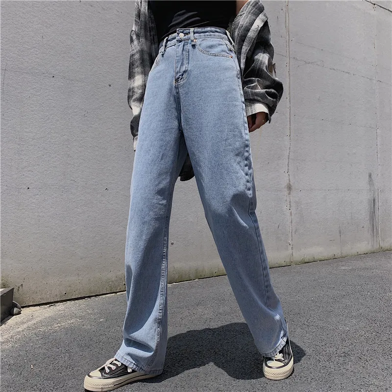 S-XL, летний корейский стиль, джинсы с высокой талией, женские прямые джинсы, женские синие джинсы, женские длинные брюки(Z8618