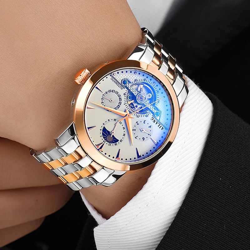 AILANG Роскошные брендовые полностью автоматические Tourbillon механические часы
