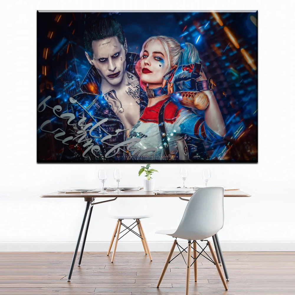 ZZ1102 jokers Харли Куинн настенное Искусство Холст нарисованный кинопостер печать