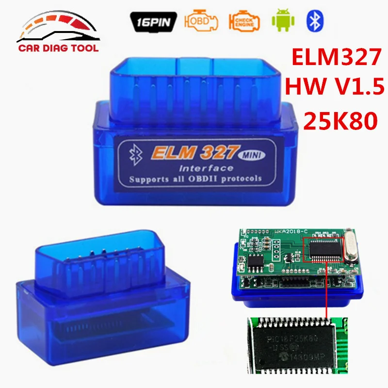 Лучшее оборудование V1.5 чип PIC18F25K80 ELM327 Bluetooth Авто Code Reader Супер Мини ELM 327 работает на