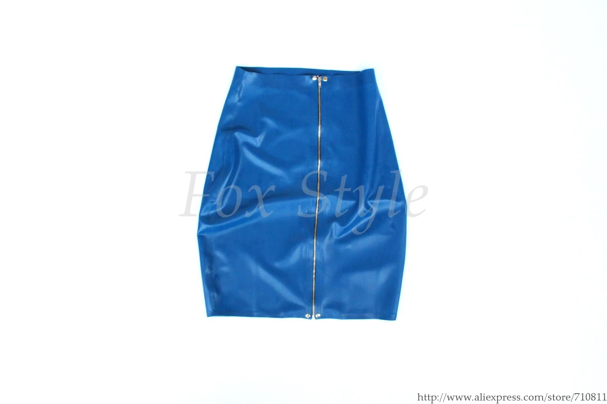 Women's New fashionable latex close-fitting skirt in blue color real photo