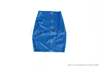 womens new fashionable latex close fitting skirt in blue color real photo