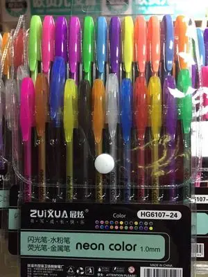 24color pen 12/24/36/48 Цвет набор гелевых ручек и заправки школьные канцелярские принадлежности пастельных неоновый блеск эскиз цветная ручка для рисования художественный маркер для подарка - Цвет: 24color pen