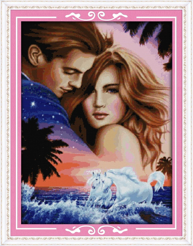 

Hot Fantasy Couple cotton home decor people Cross Stitch kits 14ct white 11ct print embroidery DIY handmade needlework wall