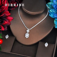 hibride newest clear cz jewelry sets brilliant cubic zircon wedding party earrings necklace jewelry sets for heavy dinner n 578