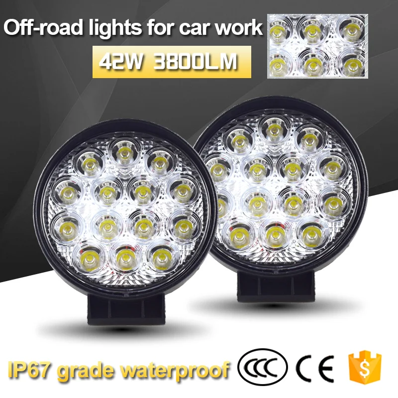 Тонкий светодиодный рабочий светильник для внедорожника 42 Вт 12 В Дальняя лампа 4x4