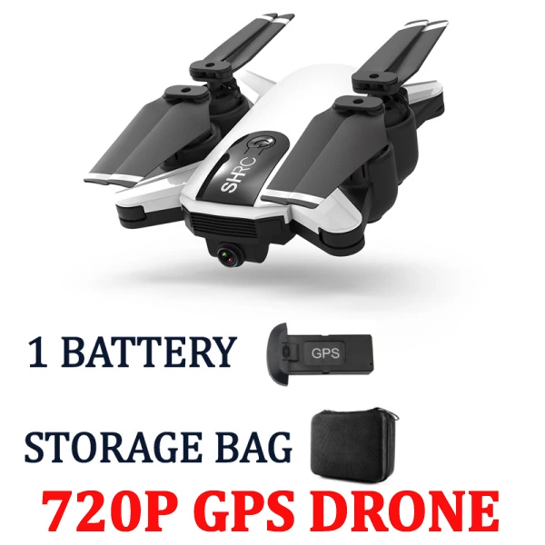720P WHITE 1 BATTERY Дрон, gps, складное положение, 500 метров, расстояние, набор, Fly 1080P камера, HD FPV, Профессиональный gps Rc Квадрокоптер с камерой - Цвет: 720P WHITE 1 BATTERY