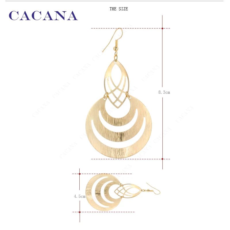 Длинные серьги CACANA для женщин пустотелая Модная бижутерия Лидер продаж No. A123 A124 |