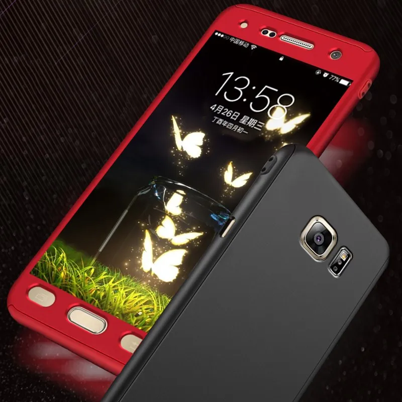 Beira 360 Phone Case For Samsung Galaxy Note 2 N7100 Note3 4 5 Full Body Coverage Back Cover Couqe+Glass Film Fundas |