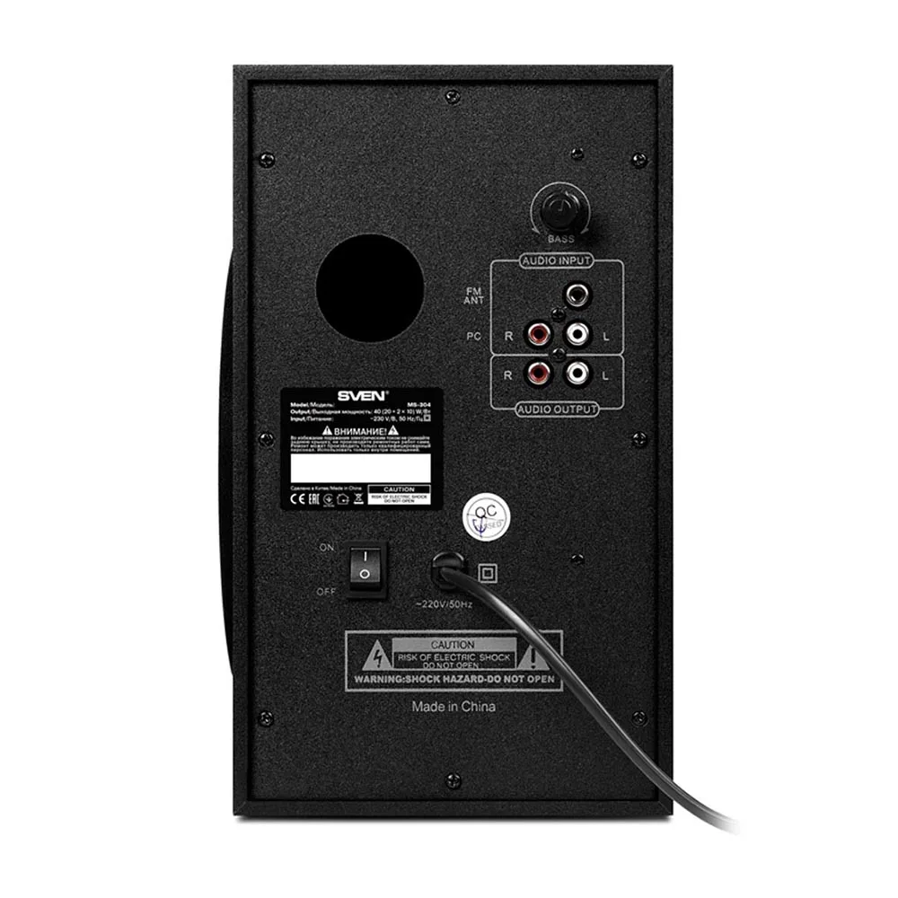 Колонки 2.1 ( с сабвуфером) AC MS -304 черный (40 Вт FM-тюнер USB/SD дисплей ПДУ Bluetooth) |