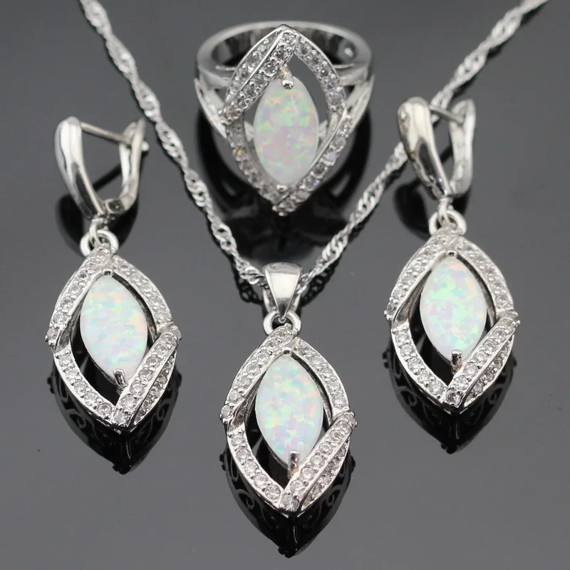 Женский ювелирный комплект из колье и серёг с опалом|colorful jewelry sets|jewelry sets for womenjewelry