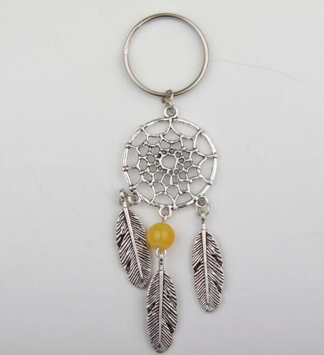 2016 модный Ловец снов тон брелок серебряное кольцо перо кисточки стеклянный с