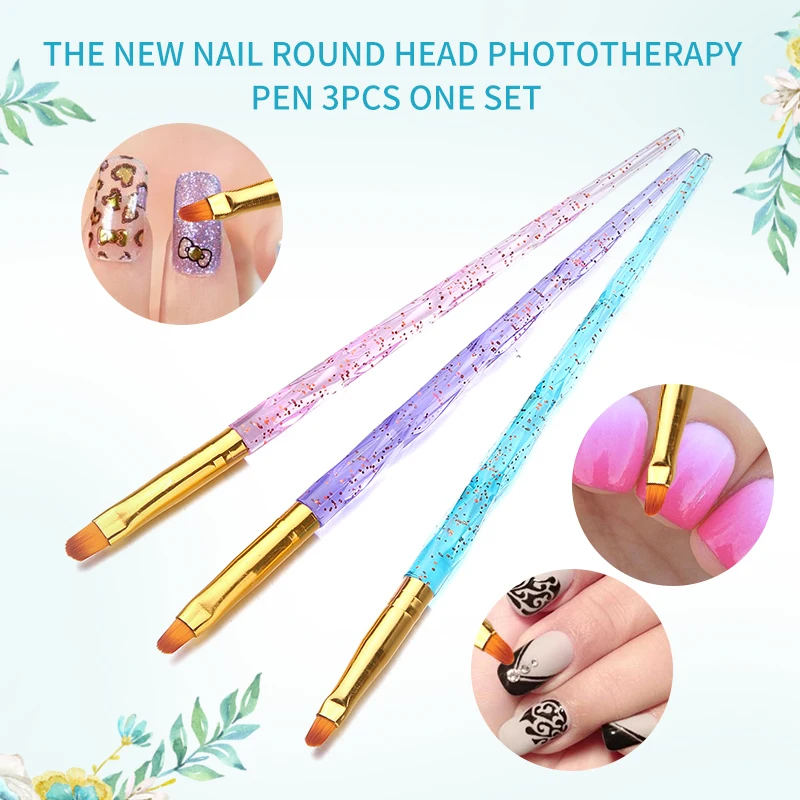 3 шт. кисть для дизайна ногтей акриловая УФ гель наращивания цветочный дизайн