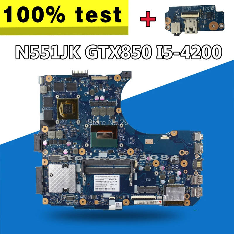 Отправка платы + N551JK материнская плата i5 4200 GTX850 для For Asus N551J N551JW G551J G551JK