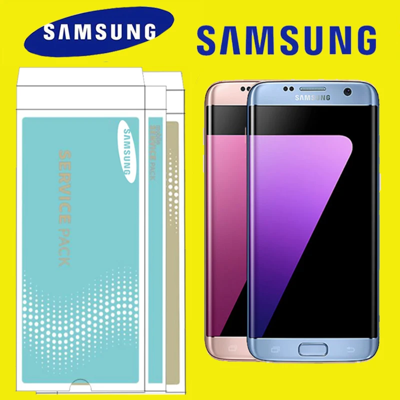 Оригинальный розовый коралловый Синий ЖК дисплей с рамкой для SAMSUNG GALAXY s7 edge G935 G935F