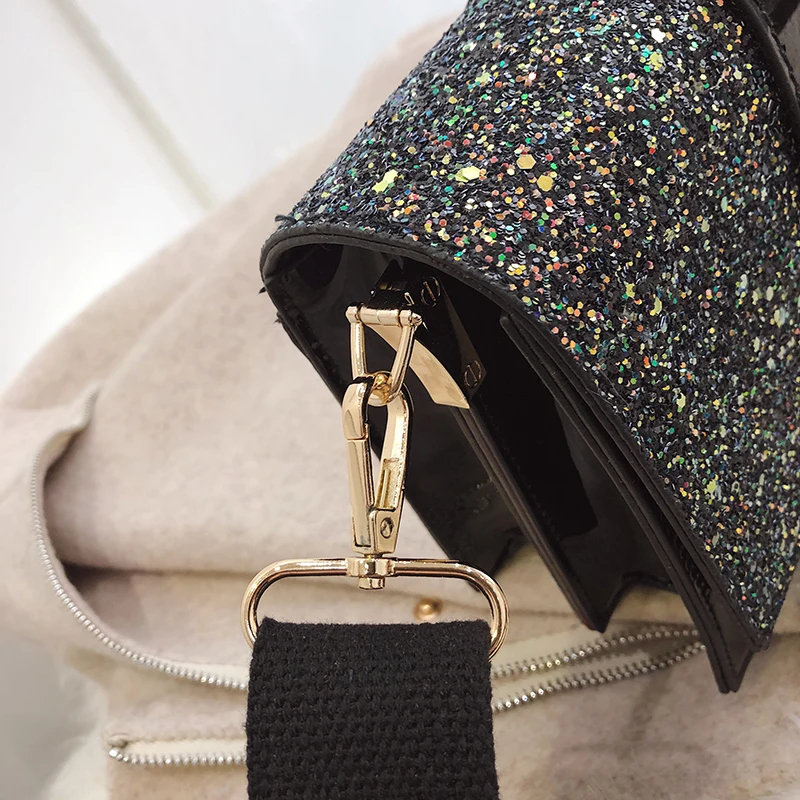 Вечерняя сумка с пайетками для женщин Bolsa 2018 маленькая клапаном через плечо