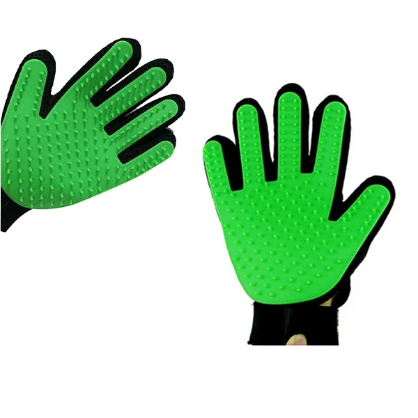GREEN-1 pair Щетка для ухода за кошками, перчатка для собак, мягкий эффективный массаж спины, мех для мытья, гребень для купания, щетка для чистки собак - Цвет: GREEN-1 pair