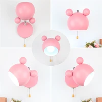 pink mickey shape childrens room wall lamps korean study aisle princess bedroom sconce wall lights nordic with switch fixtures